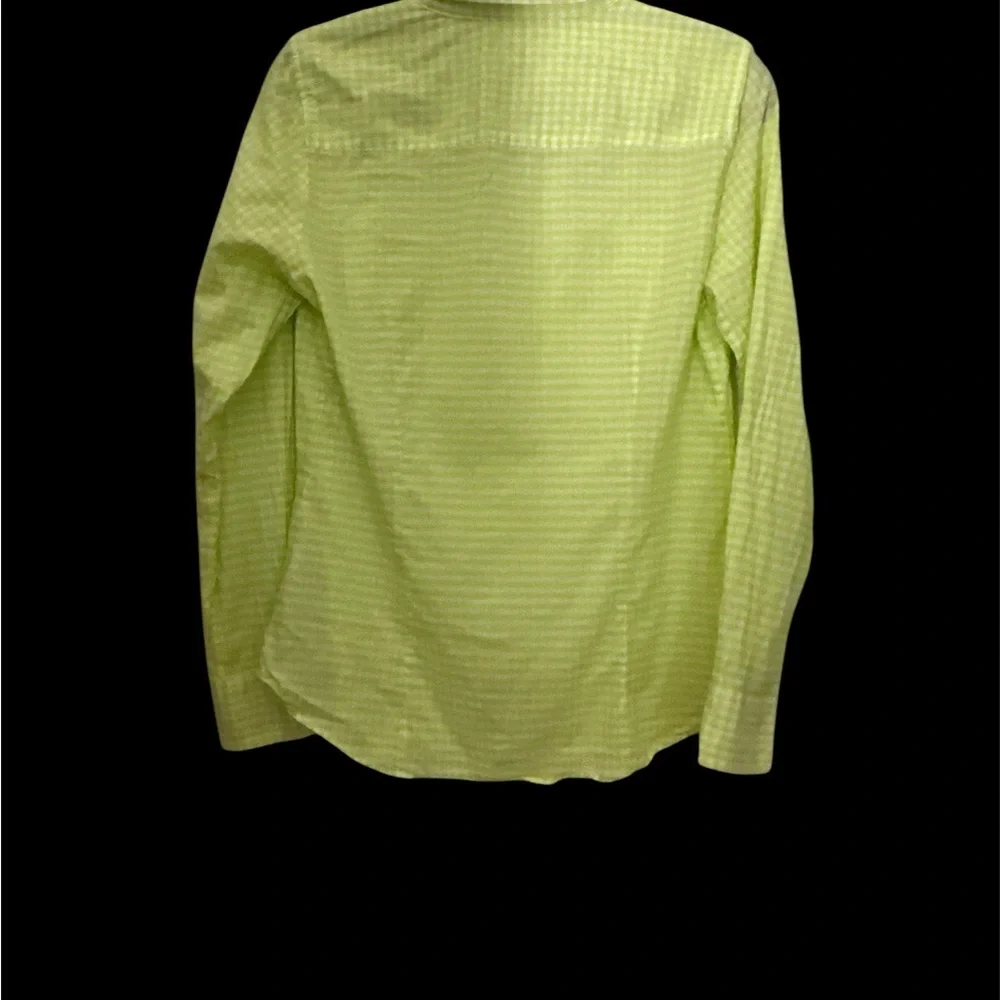 J.Crew Perfect Shirt Lime Green Gingham Button Down Cotton Top Size Small